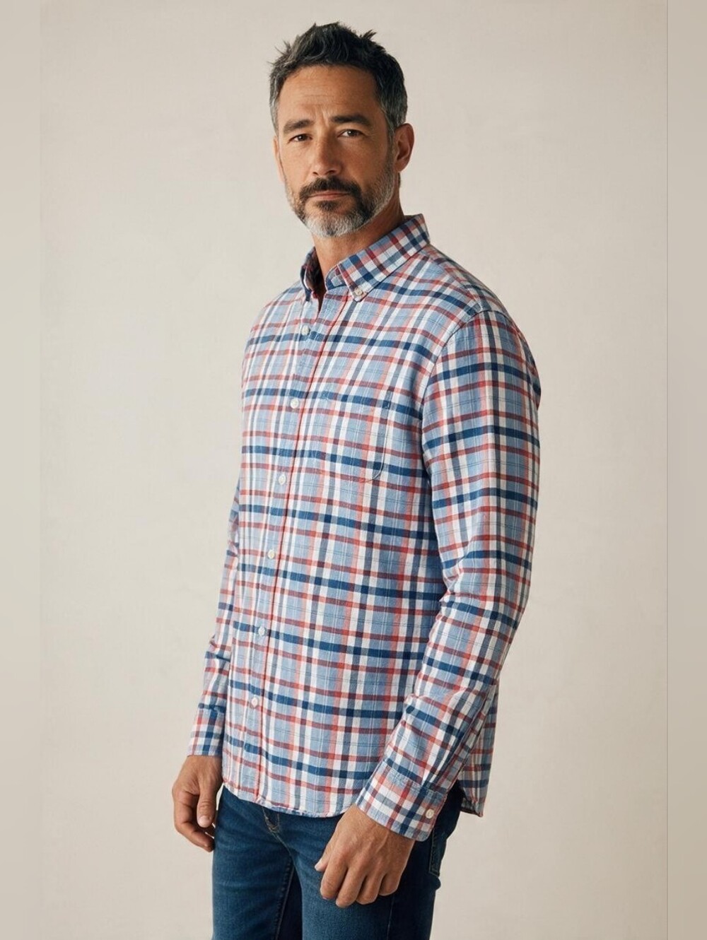 GAP 100% Cotton Blue & Red Plaid Shirt SZ L